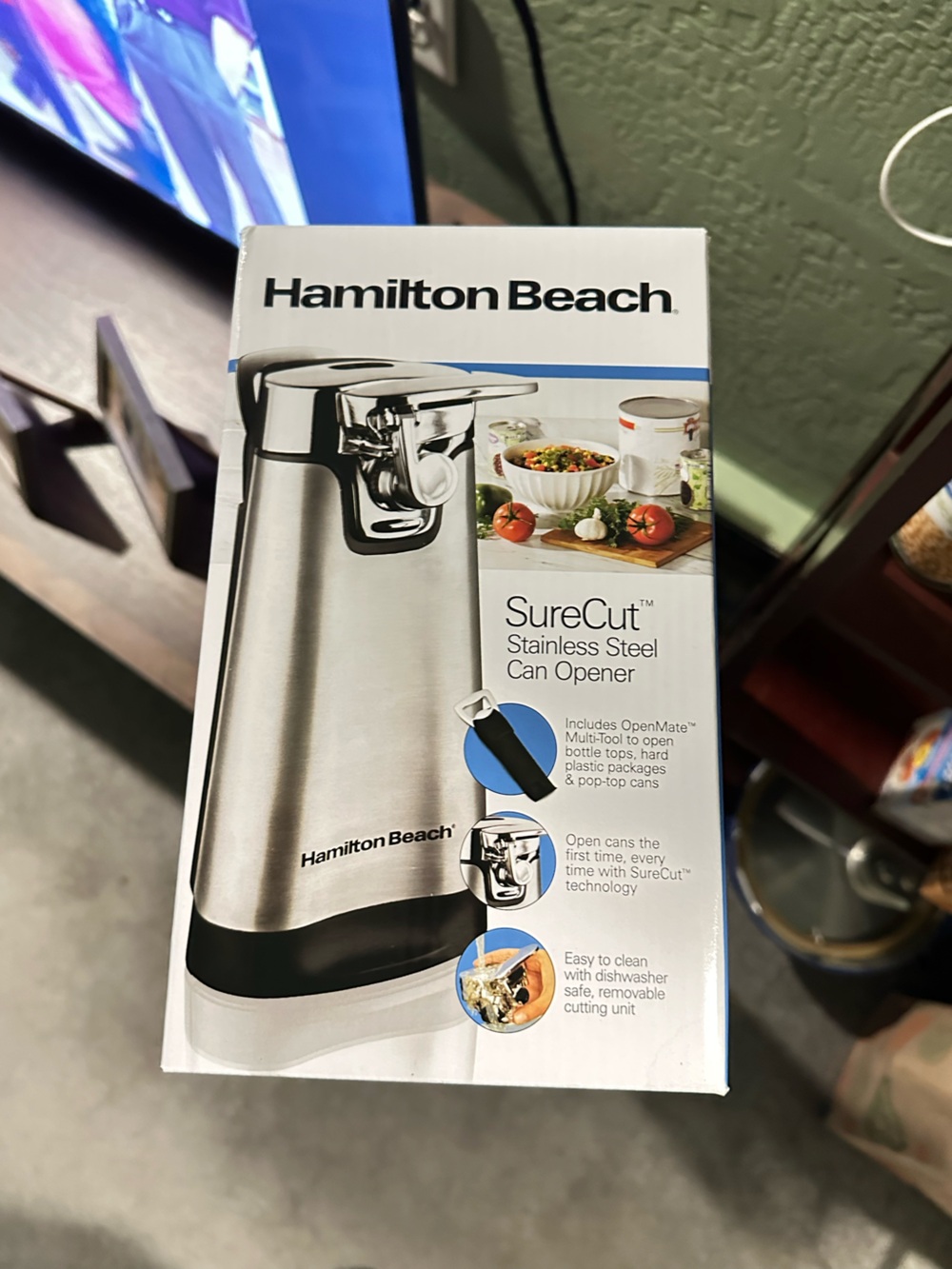 Hamilton Beach Stainless Steel Vertical Can Opener with Black Base